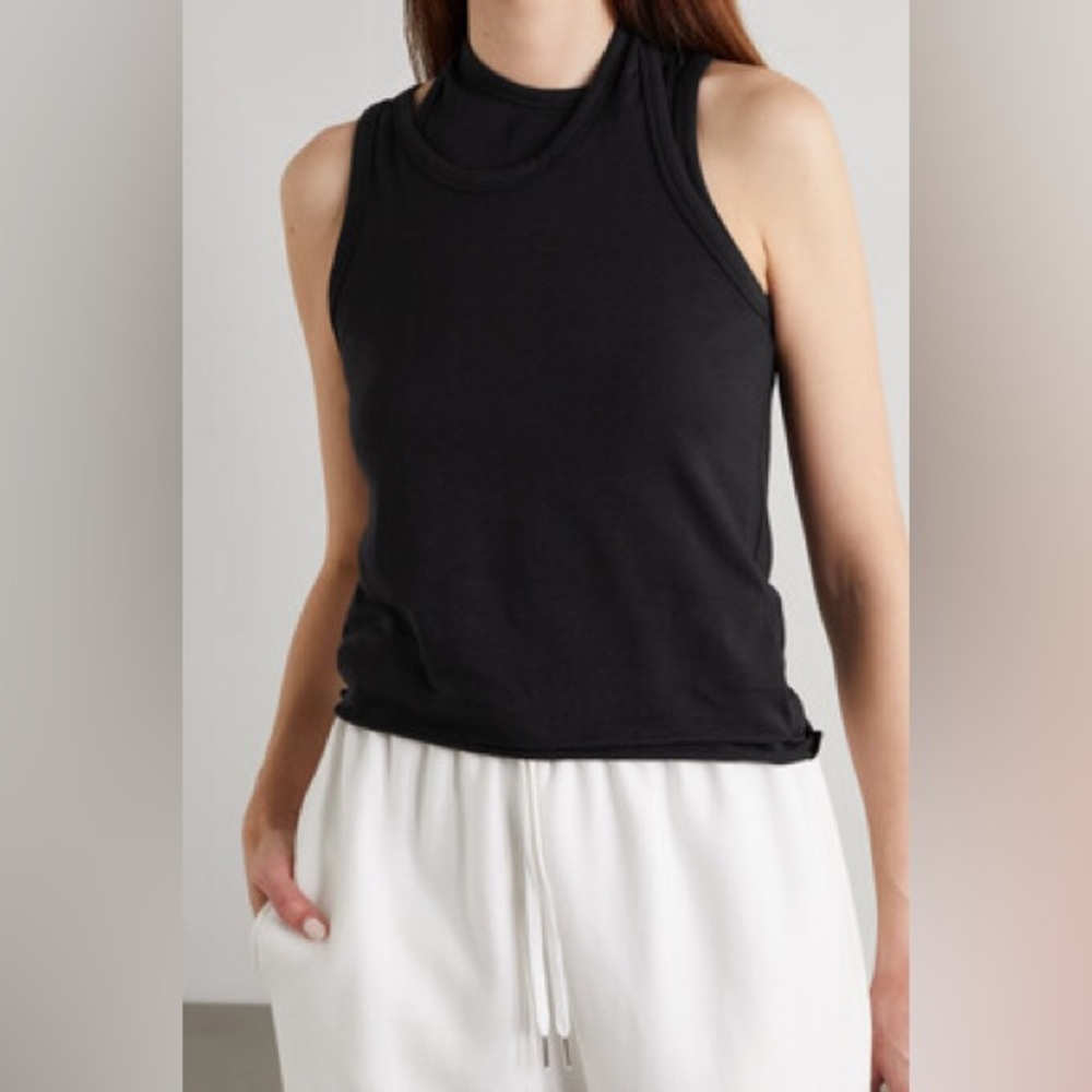 Frankie Shop asymmetrical layered black tank top
